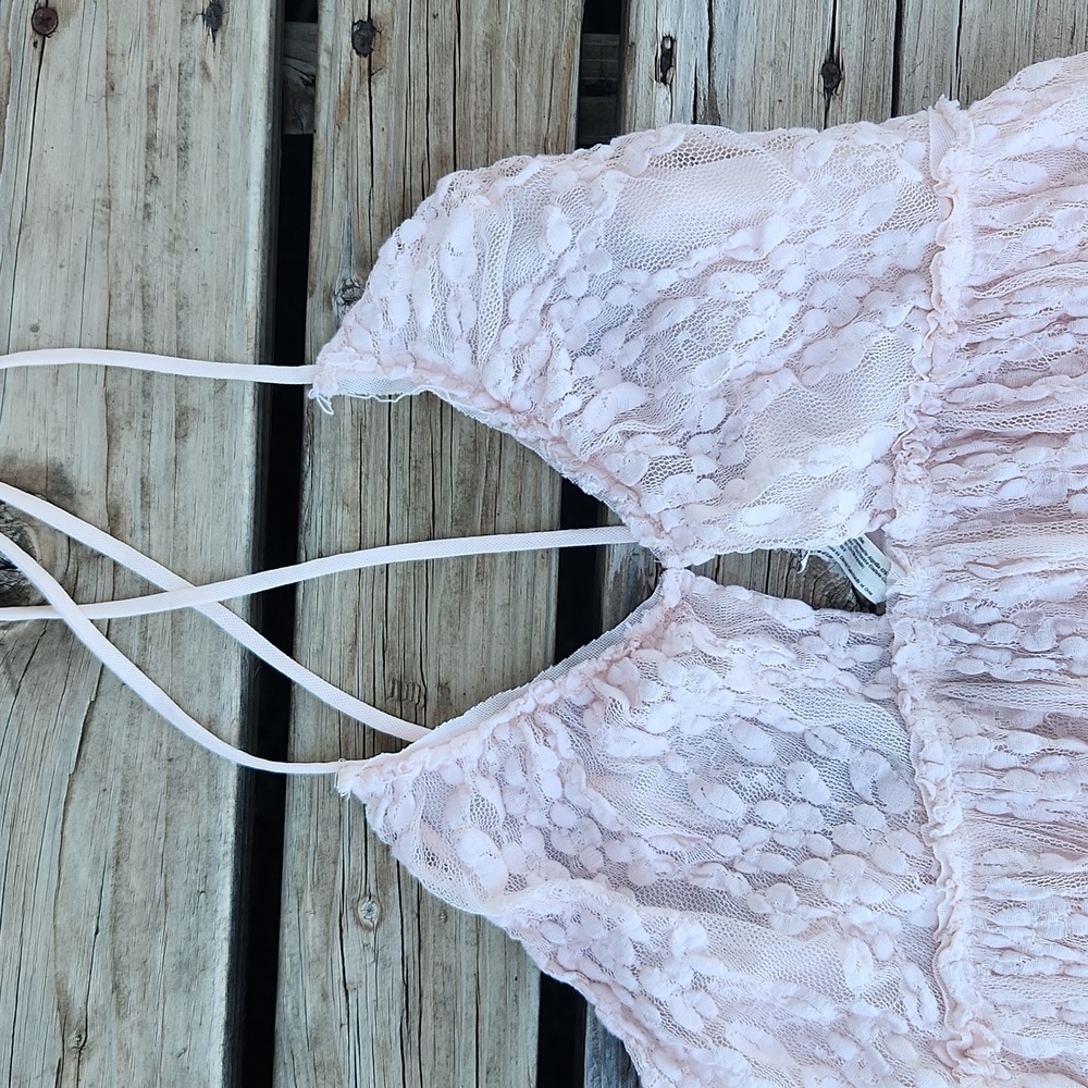 Free People Medium Lace Dress Nicolette Cutout Backless Revolve Whimsy Romantic - Picture 3 of 8